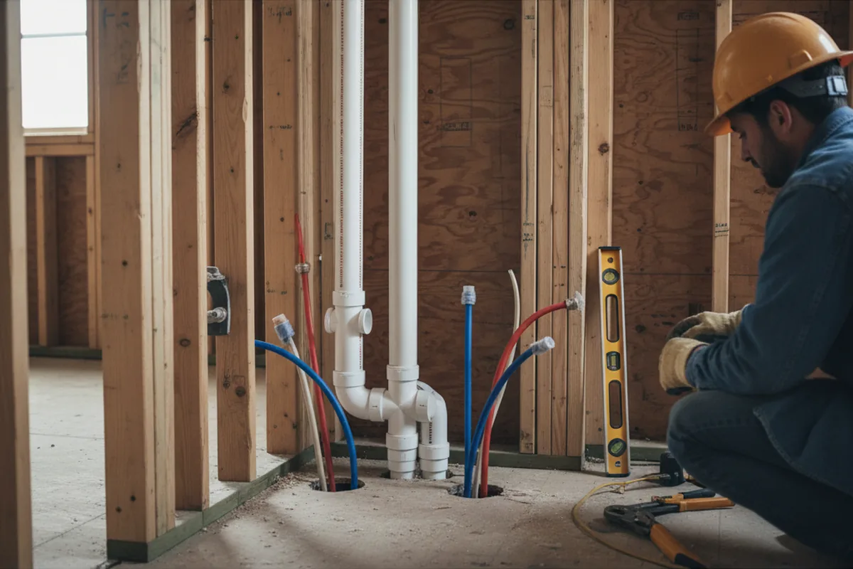 Drain and supply rough-in during Garbage Disposal Repair in Hill Afb